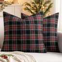 Christmas Pillow Covers 18x18 Inch  2PCs Plaid Pillow Covers Throw Pillow Covers Christmas Decorations for Sofa, Bed Vintage Decor