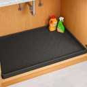 Jin&Bao Waterproof Under Sink Mat 34" x 19", Thick Silicone Mat Cabinet Protector for Kitchen and Bathroom, Shelf Liner, Home Organizer and Storage, Multipurpose Tray for Gadgets and Essentials (Black)