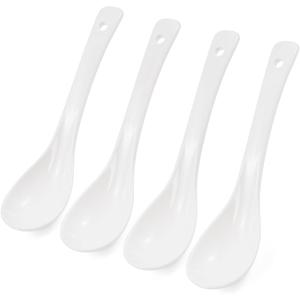 6.5 inch 16.5cm Ceramic Soup Spoons Set of 4 - Long Handle, Easy to Hold, Perfect for Ramen, Pho, Dumplings, Miso & Wonton, Dishwasher Safe, Ideal for Asian Soups."