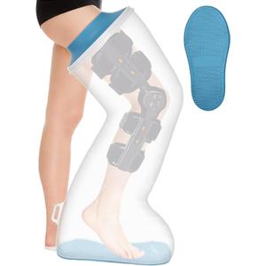 Waterproof Extra Wide Full Leg Cast Cover for Shower with Upgraded Non-Slip Bottom, Cast Protector for Shower after Leg Knee Surgeries, Large Cast, Knee Immobilizer/Brace, Walking Boots,Reusable (New-Extra Wide Full Leg)