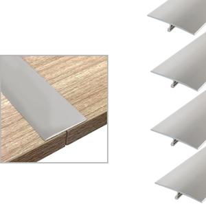 4pcs Grey T Molding Floor Transition Strip, 4ft x 1.6in Aluminum Laminate Transition Strip for Flooring - Floor Flat Divider Strip Doorway Edge Trim for Joining Floor Gaps, Threshold
