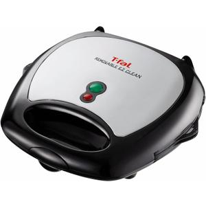 T-fal 1500637135 SW6100 EZ Clean Easy to Clean Nonstick Sandwich and Waffle Maker with Removable Dishwasher Safe Plates, 2-Slice, Silver
