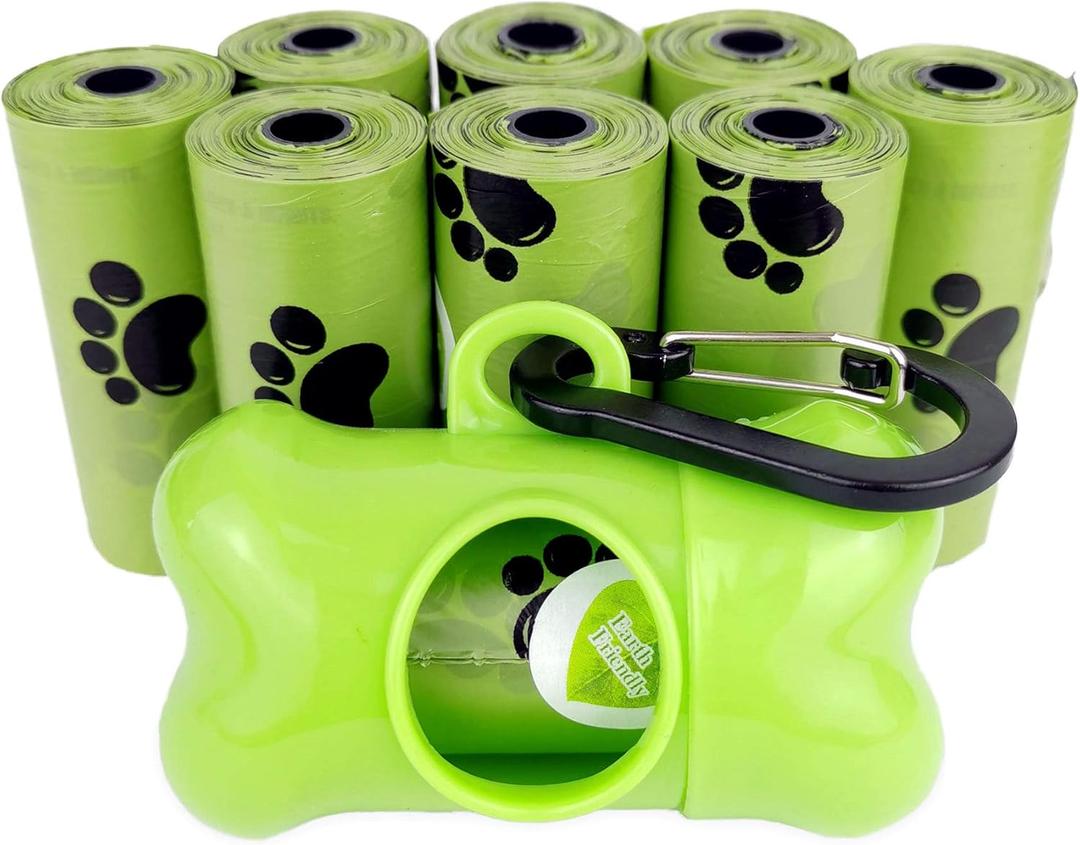 Dog Poop Bags Pet Waste Bag with Dispenser and Leash Clip Green 120 Bags 8 Rolls V08