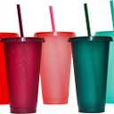 Suertestarry Tumbler with Straw and Lid,Water Bottle Iced Coffee Travel Mug Cup,Reusable Plastic Cups,Perfect for Parties,Birthdays,24oz-5 Pack (Rainbow, 5pack) | with Lids and Straws, Water Bottle, Iced Coffee, Travel Mug Cup, Reusable Cups, Perfect for Parties