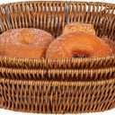 Fvstar 3pcs Poly Wicker Bread Basket, Imitation Woven Fruit Basket Tabletop Tray, Handwoven Oval Food Vegetable Baskets for Serving Display Storage Kitchen Restaurant Market Showcase (Oval)