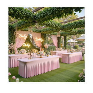 3Pack Baby Pink Spandex Table Clothes for 6 foot Rectangle Tables, Wrinkle Free Fitted Tablecloths 6ft Stretchy Light Pink Tablecovers Desk Skirt for Parties Weddings Birthday Banquet Baby Shower