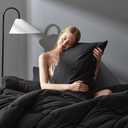 DOWNCOOL Full Size Comforter Sets -All Season Bedding Comforters with 2 Pillow Cases -3 Pieces Bed Set Down Alternative Comforter -Black Bedding Sets (82"x86")