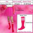 Women Hot Pink 5-Layer Tulle Tutu Skirt, Adult Tutu with Gloves Socks Set,Teens Halloween Pink Tutu (Pink), Size: Large
