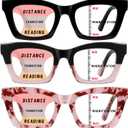 Hubeye Progressive Reading Glasses For Women Fashion Style Blue Light Blocking Computer Multifocus Square Reader