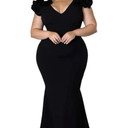 Plus Size Evening Dress Lady Ruffle Backless Large Sizes Women Party Maxi Long Dresses, 5 XL