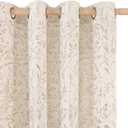 BGment Beige Linen Curtains for Living Room 84 Inch Length - French Country Cottage Core Vintage Botanical Jacquard Light Filtering Grommet Window Curtains for Dining Room 2 Panels, Each 52 Inch Wide