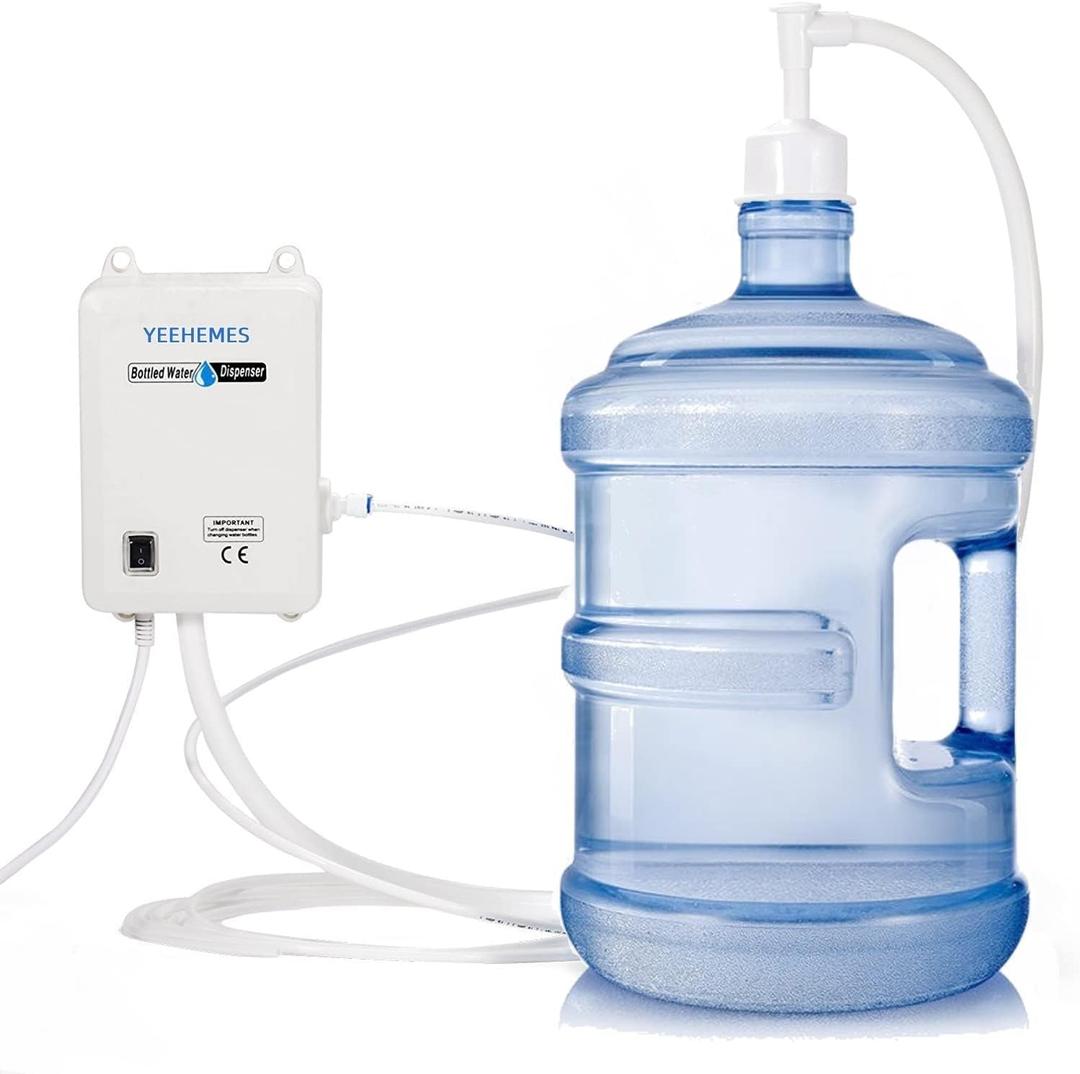 Bottled Water Dispenser Pump System US Plug 20ft Hose Outlets Used for Coffee Machine Icemaker Refrigerator Kitchen Camping RV 5 Gallon Jug Fresh Drinking Bottled Water Pump