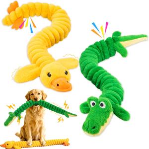 LECHONG 2-Pack 40 Extra-Long Squeaky Dog Toys for Large Dogs, Soft Chew Plush Stuffed Animal Dogs Toy, Interactive Tug-of-War Dog Toys for All Dogs to Keep Them Busy
