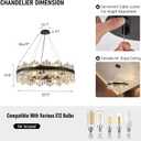 16-Light Modern Crystal Chandelier, 31.5 inch Luxury Black K9 Crystal Raindrop Chandelier, Adjustable Height Lighting Fixture for Living Room Entry Foyer Dining Room Bedroom, Round D31.5''