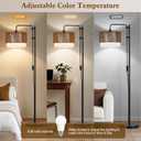 GyroVu Rattan Floor Lamp for Living Room, Adjustable Height Standing Lamp