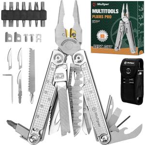 Multitools Pliers Pro, Upgraded Multi Tool With Damascus Knife, Replaceable Wire Cutters and Screwdirver Set, Foldable Multitools with Scissors, Screwdriver, Ideal for Camping,Survival, Repair