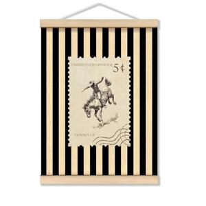 TopXmai Western Horse Wall Art Poster Framed, Horse Decor for Home, Black and Beige Striped Mid Century Cowboy Canvas Hanging Prints Wall Decor for Home Bedroom Living Room, 12x16 Inches