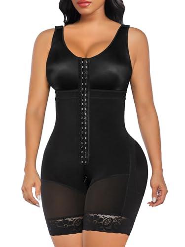 SHAPERX Women's Fajas Colombianas Tummy Control Shapewear Postpartum Full Body Shaper Butt Lifter Bodysuit, SZ7302-Black-Medium