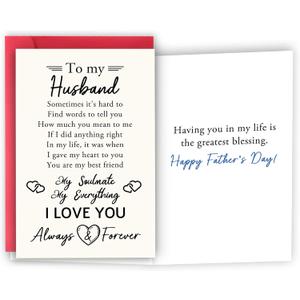 8 x Fathers Day Card Gifts for Husband, Happy Father's Day Gift from Wife, Funny Father's Day Card To My Husband, I Love You Gift for Men Him