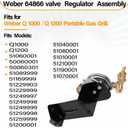 Upgraded Weber Grill Valve and Regulator 64866 Replacement Fit Weber Q1000 Q1200 Parts, 64866 Contorl Valve Regulator Assembly for 50060001 50060301 51010001 51040001 51060001 51080001 51190001