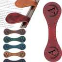 Personalized Magnetic Leather Bookmark, 26 Letters Custom Leather Bookmarks, Handmade, Leather Magnetic Bookmark for Book Lovers Readers Women Kid(RedA