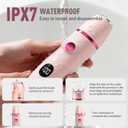 Bikini Trimmer for Women, 3-in-1 Electric Razors for Women, IPX7 Waterproof Rechargeable Cordless Pubic Hair Shaver, with LED Display, for Ladies Bikini Pubic, Face, Underarms, Legs(Pink)