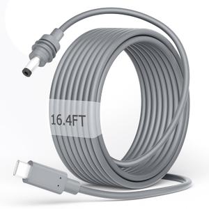 Starlink Mini Power Cable USB C to DC Power Cord for Starlink Mini Cable 16.4FT Waterproof Input 100W Type C to Barrel Cord 5.5 * 2.1mm Compatible with Power Bank 100W+ PD Source Gray 16.4FT/5M