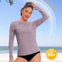 Kinglaman 6 Pack Women's Long Sleeve Workout Dry Fit Shirts, UPF 50+ Rash Guard SPF UV Sun Protection Swim Tee Shirts (L)