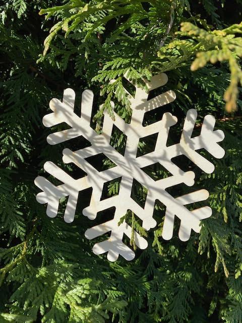 Wood Christmas Craft Ornament - Snowflake - 2 Count - 8 Inch Diameter