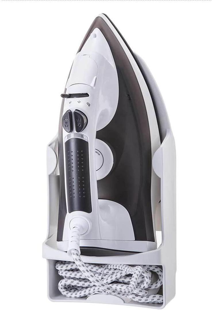 Iron Board Wall Mount, Wall Mount Ironing Boards, Iron Holder Wall Mounted Heat Resistant Widened Electric Iron Organizer with Hooks for Closet Hotel White