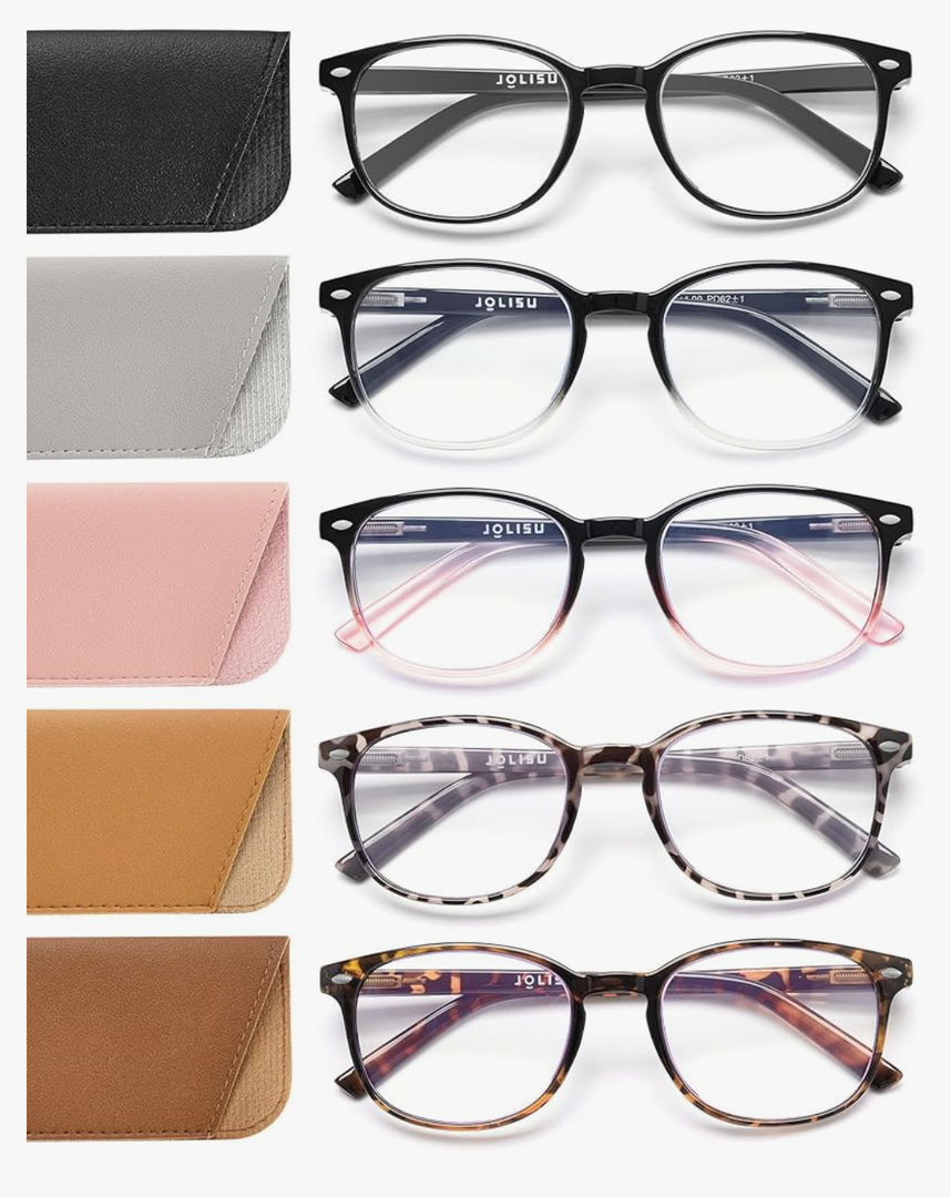 5 Pack Reading Glasses For Women,Blue Light Blocking Computer Reader Spring Hinge Eyeglasses, +2.0