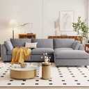 Upholstery Convertible Sectional Sofa, L Shaped Couch with Reversible Chaise, Luxurious Comfort Sofa with Adjustable Footrest