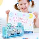 Cute Pencil Case, 3D Pencil Pouch for Girls Kids, Sparkly Pencil Bag with Sequins for Students, Glitter Bling School Supplies Stationary Pen Holder, Blue