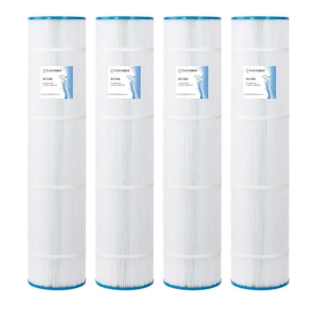 SV-7495 Swimming Pool and Spa Replacement Filter Cartridge Replaces for Unicel-7495 125Sq.ft Filbur FC-1296 PA126 Hayward SwimClear C5020,5000, CX1260RE 71253 4 Pack