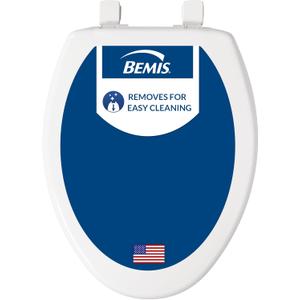 Bemis 7300SLEC Slow Close Toilet Seat, Easy Clean Hinges and Durable Plastic Seat, Made in USA, Elongated, White