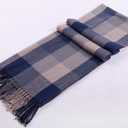 Wander Agio Women's Fashion Long Shawl Big Grid Winter Warm Lattice Large Scarf (Grey)