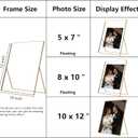 Gold 10x12'' Floating Frame 2pack For Photo Sizes(8.5x11'',8x10'',7x9''),Beautiful Metal Beaded Edge 8x10'' floating picture Frames, Adjustable Tabletop/Shelf Photo Frame