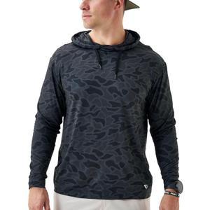 Burlebo Mens Performance Hoodie Lightweight Long Sleeve Pullover, Athletic Fit, Moisture-Wicking, Sun Protection (Black, L)