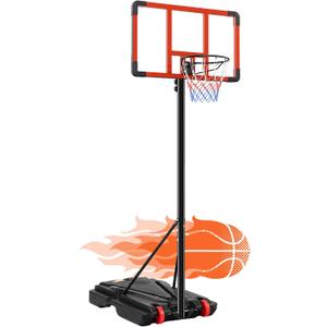 DUMOS 10FT Adjustable Height Portable Basketball Hoop Outdoor for Adult, 44 Inch Shatterproof Backboard w/Shock Absorbent Rim, Fillable Base, 2 Wheels for Swimming Pool/Indoor