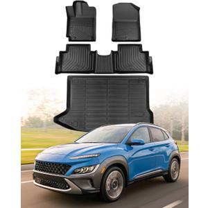 CreekT for Hyundai Kona Floor Mats 2018-2023 (No for EV),All Weather Heavy Duty Waterproof Floor mats & Cargo Liner for Hyundai Kona Accessories SE SEL N Limited Preferred