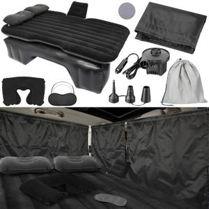 Tallew 12 Pcs Car Air Mattress Back Seat Inflatable Bed, 52 x 31.8 in Thickened PVC Flocking Leak Resistant Air Bed for SUV Truck Car Camping with Window Shade Curtain Portable Travel Sleeping Set