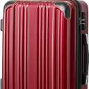 Coolife LuggageSuitcase PC+ABS Spinner 24in, Wine Wind