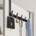 KitchLife Over The Door Hooks Hanger with Extended Arms for Easy Use by Women, Fits 1 3/4" Doors, L18U - Bathroom Accessories and Towel Rack Organization - 1 Pack, Matte Black
