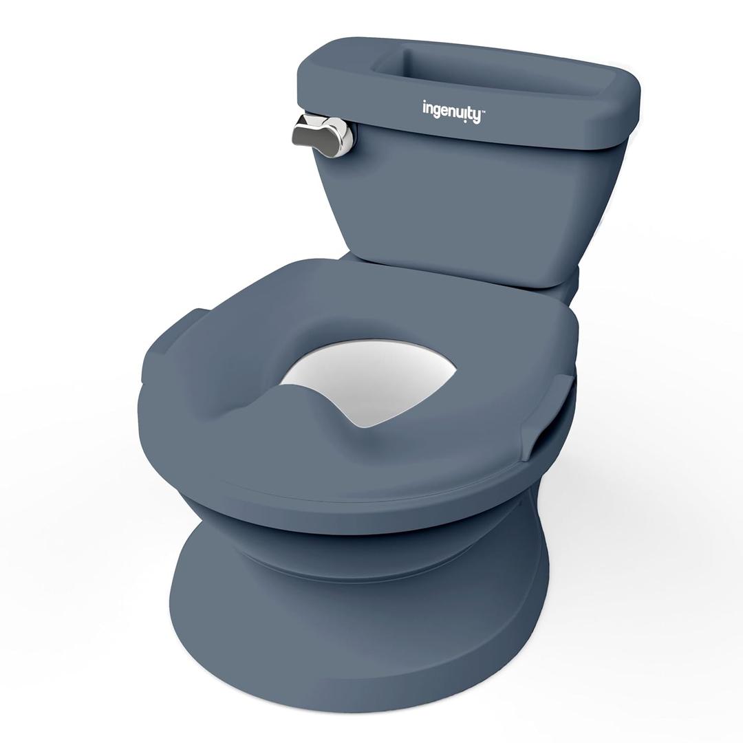 Ingenuity My Size Potty Pro in Blue, Infant Potty Training Toilet, Lifelike Flushing Sound, for Ages 18 Months, Up to 50 Pounds