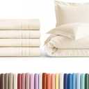 Queen Pillow Cases Set of 4 with Duvet Cover - Hotel Quality Pillowcase Covers - Comfy Luxury Bedding for Women, Men, Kids & Teens - Machine Washable Protectors - 4 Piece Set - Queen Size Off White