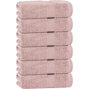 White Classic Pink Hand Towels for Bathroom [6 Pack] Cotton Hand Towel Bulk for Gym, Kitchen and Spa, 16x27 Inches Soft Highly Absorbent Quick Dry Terry Salon Towels