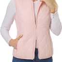 Fuinloth Women's Quilted Vest, Rib Collar Lightweight Zip Padded Gilet, XXL