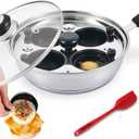 Egg Poacher - Eggssentials Poached Egg Maker, Stainless Steel Egg Poaching Pan, Poached Eggs Cooker Food Grade Safe PFOA Free with Spatula.