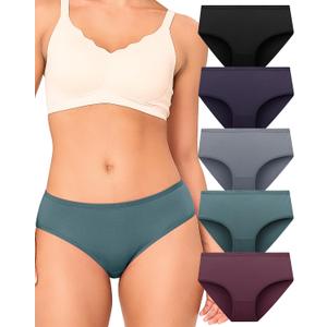 BAMBOO COOL Womens Underwear Breathable Moisture-Wicking Briefs Hipster Ladies Panties, 5-Pack XL