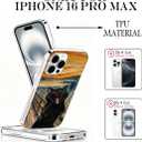 for iPhone 16 Pro Max Case, Animal Phone Cases for iPhone 16 Pro Max, Scratch Resistant Shockproof Cover, Aesthetic Clear Phone Cover, Black Cat Case, Black Cat in the Screaming PaintingB081